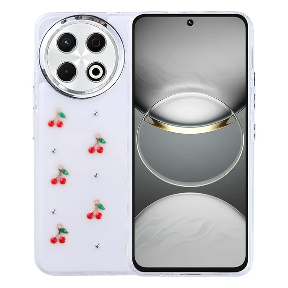 Zore Tecno ile uyumlu Spark 30 Pro Kılıf Airbag Tasarımlı Simli Şeffaf Kutup Kapak - Resim 3