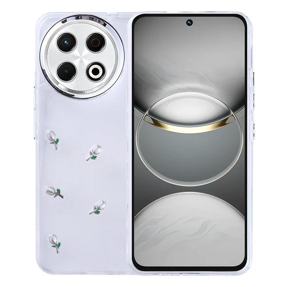 Zore Tecno ile uyumlu Spark 30 Pro Kılıf Airbag Tasarımlı Simli Şeffaf Kutup Kapak - Resim 4