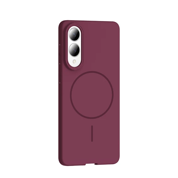 Zore Galaxy ile uyumlu S25 Edge Kılıf M-safe Şarj Özellikli Ruby Sert Kapak - 4