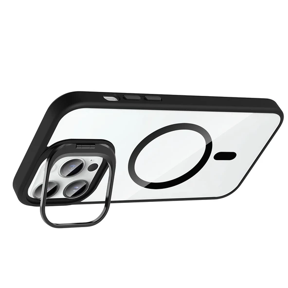 Zore Apple ile uyumlu iPhone 14 Pro Max Kılıf Standlı ve Kamera Lens Hediyeli M-Safe Şarj Özellikli Etro Kapak - Resim 11