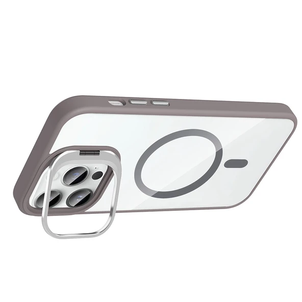 Zore Apple ile uyumlu iPhone 14 Pro Max Kılıf Standlı ve Kamera Lens Hediyeli M-Safe Şarj Özellikli Etro Kapak - Resim 7