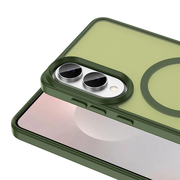 Zore Galaxy ile uyumlu S25 Edge Kılıf M-safe Şarj Özellikli Mat Arka Yüzey Sio Kapak - 3