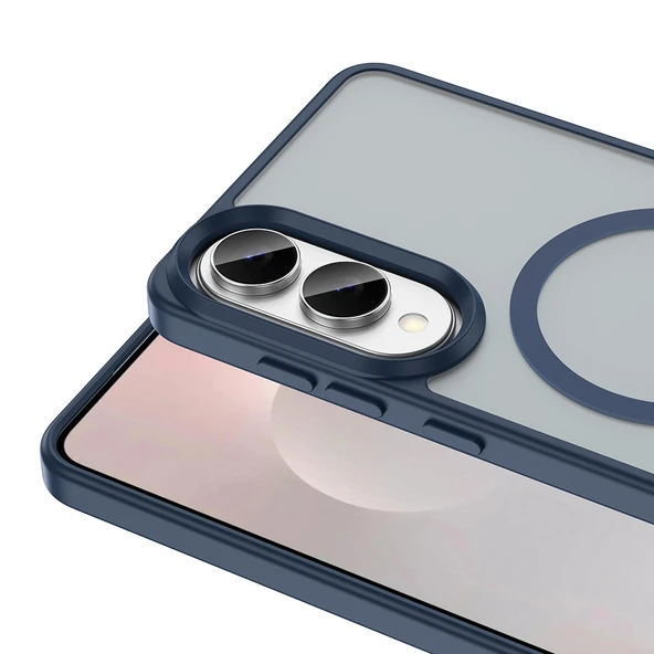 Zore Galaxy ile uyumlu S25 Edge Kılıf M-safe Şarj Özellikli Mat Arka Yüzey Sio Kapak - 7