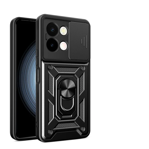 Zore Vivo ile uyumlu Y28 Kılıf Magnetik Standlı Kamera Korumalı Sürgülü Vega Kapak - 8