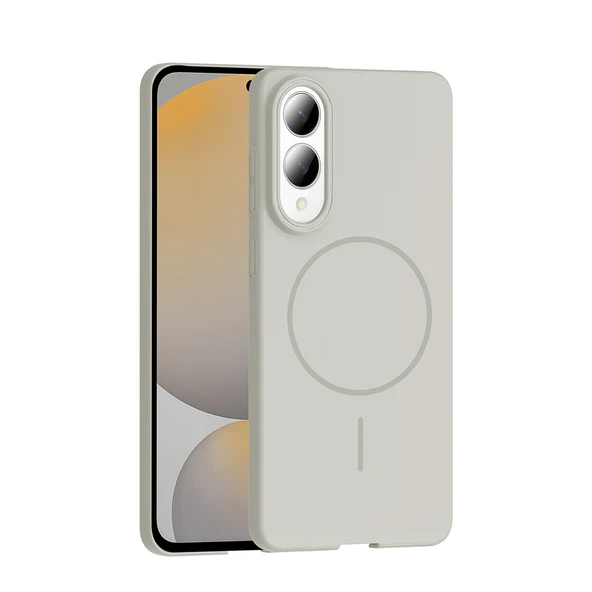 Zore Galaxy ile uyumlu S25 Edge Kılıf M-safe Şarj Özellikli Ruby Sert Kapak