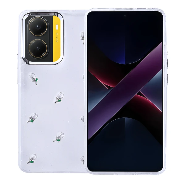 Zore Xiaomi ile uyumlu Poco X7 Pro Kılıf Airbag Tasarımlı Simli Şeffaf Kutup Kapak - 4