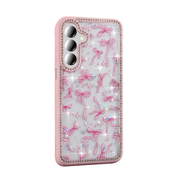 Zore Galaxy ile uyumlu A55 Kılıf Taşlı ve Simli Tasarım Azra Kapak - Resim 4