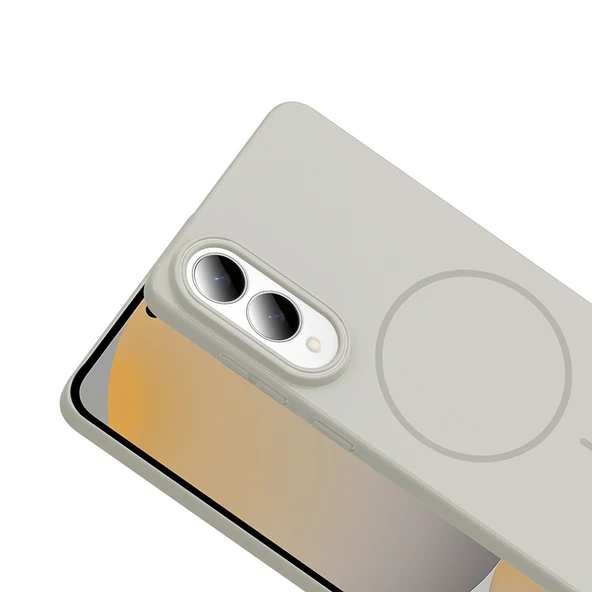 Zore Galaxy ile uyumlu S25 Edge Kılıf M-safe Şarj Özellikli Ruby Sert Kapak - 3