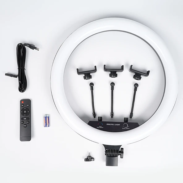 Zore MJ-56 Uzaktan Kumandalı 21 inç Işıklı Telefon Tutucu Ring Light - 2