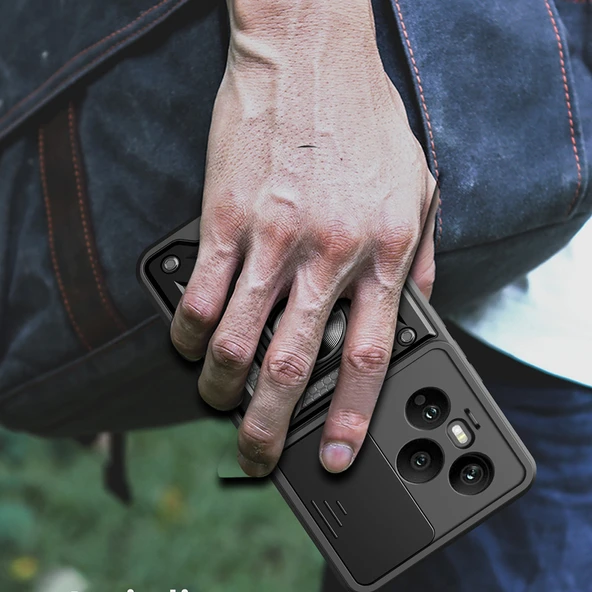 Zore Honor 400 Pro Kılıf Magnetik Standlı Kamera Korumalı Sürgülü Vega Kapak - 10