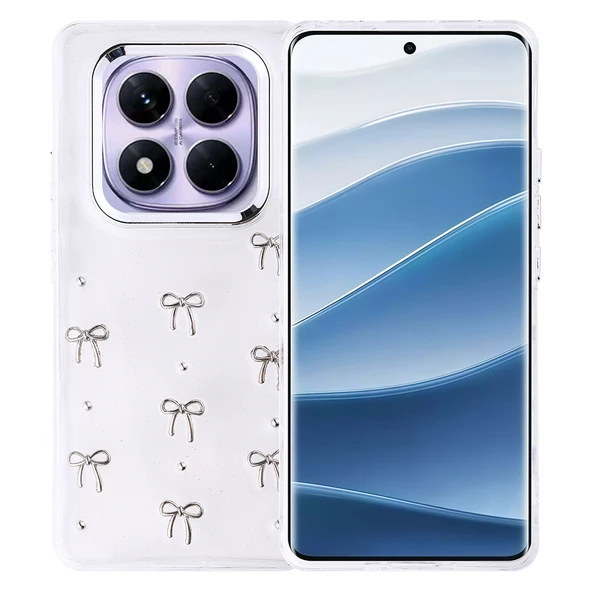 Zore Xiaomi ile uyumlu Redmi Note 14 Pro Plus Kılıf Airbag Tasarımlı Simli Şeffaf Kutup Kapak - 2