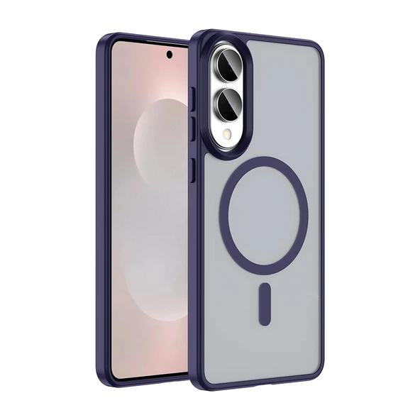 Zore Galaxy ile uyumlu S25 Edge Kılıf M-safe Şarj Özellikli Mat Arka Yüzey Sio Kapak