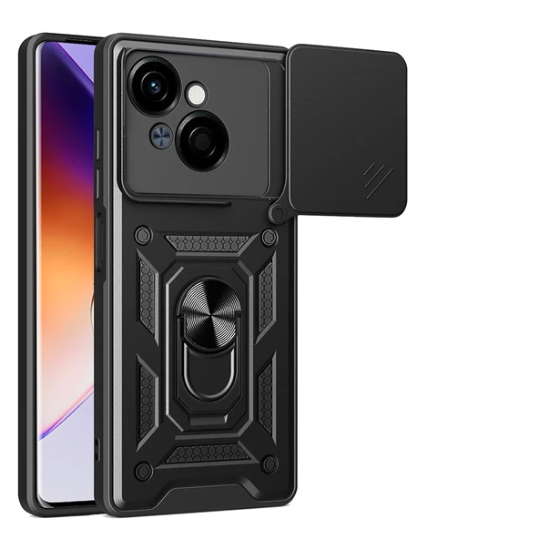 Zore Tecno ile uyumlu Spark Go 1 2025 Kılıf Magnetik Standlı Kamera Korumalı Sürgülü Vega Kapak ürün görseli