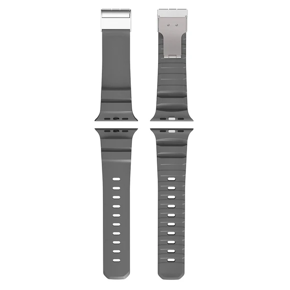Apple Watch 10 46mm Zore KRD-145 Metal Tokalı Silikon Kordon - 7