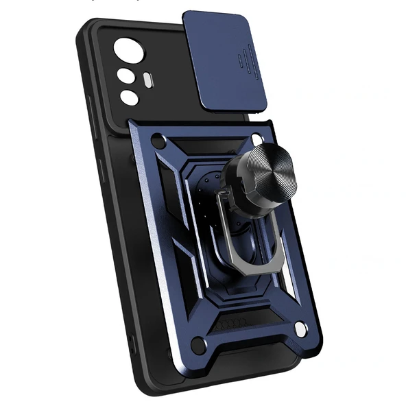 Zore Xiaomi ile uyumlu Mi 12 Lite Kılıf Magnetik Standlı Kamera Korumalı Sürgülü Vega Kapak - 3