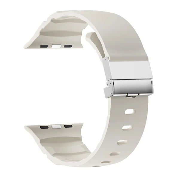Apple Watch 7 45mm Zore KRD-145 Metal Tokalı Silikon Kordon - 10