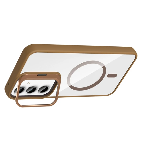 Zore Galaxy ile uyumlu A35 Kılıf Standlı ve Kamera Lens Hediyeli M-Safe Şarj Özellikli Etro Kapak - 11