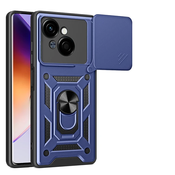 Zore Tecno ile uyumlu Spark Go 1 2025 Kılıf Magnetik Standlı Kamera Korumalı Sürgülü Vega Kapak - Resim 6