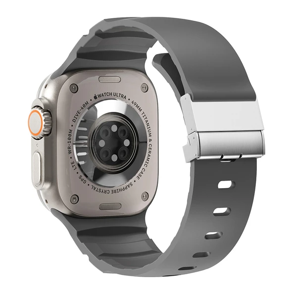 Apple Watch Ultra 49mm Zore KRD-145 Metal Tokalı Silikon Kordon - 1