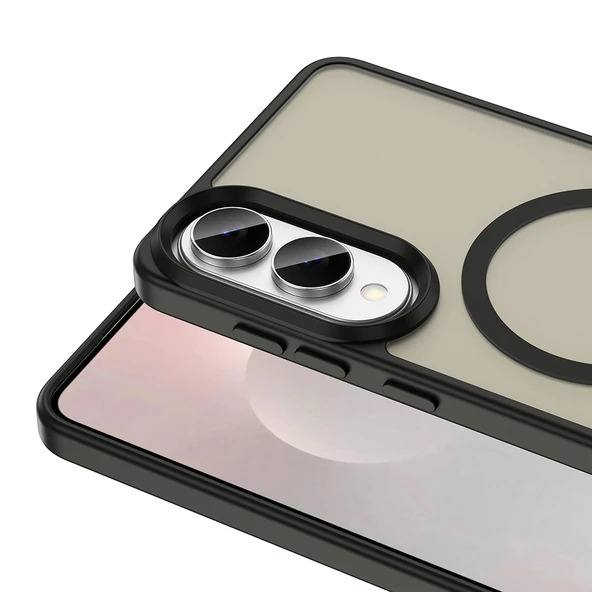 Zore Galaxy ile uyumlu S25 Edge Kılıf M-safe Şarj Özellikli Mat Arka Yüzey Sio Kapak - 5