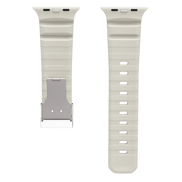 Apple Watch Ultra 49mm Zore KRD-145 Metal Tokalı Silikon Kordon - 11