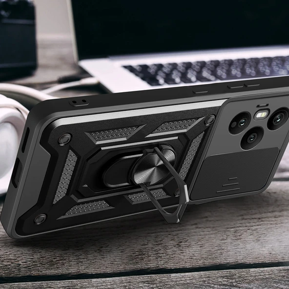Zore Honor 400 Pro Kılıf Magnetik Standlı Kamera Korumalı Sürgülü Vega Kapak - 6