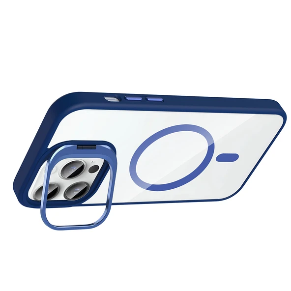 Zore Apple ile uyumlu iPhone 14 Pro Max Kılıf Standlı ve Kamera Lens Hediyeli M-Safe Şarj Özellikli Etro Kapak - Resim 5