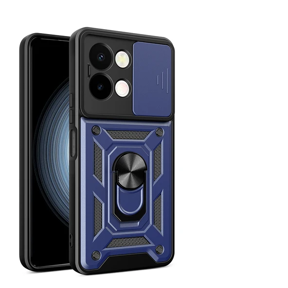 Zore Vivo ile uyumlu Y28 Kılıf Magnetik Standlı Kamera Korumalı Sürgülü Vega Kapak