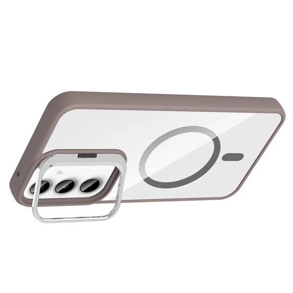 Zore Galaxy ile uyumlu A35 Kılıf Standlı ve Kamera Lens Hediyeli M-Safe Şarj Özellikli Etro Kapak - 9