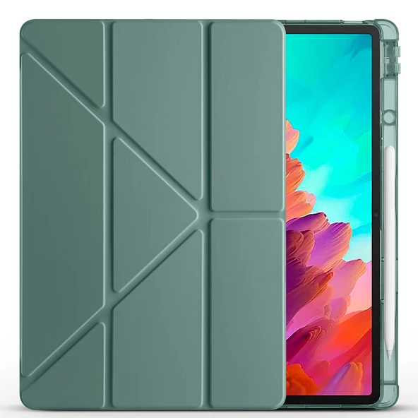 Zore Lenovo ile uyumlu Idea Tab Pro 12.7 TB-373FU Kılıf Tri Folding Kalem Bölmeli Standlı Kılıf - Resim 6