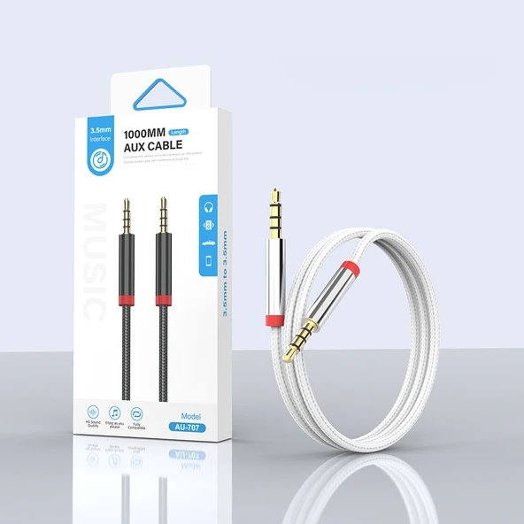 Zore AU-707 Örgü Tasarımlı Aux Audio Kablo 3.5mm 1m - Resim 4