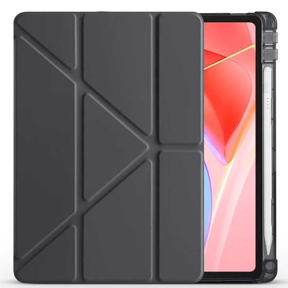 Zore Lenovo ile uyumlu Tab TB-311FU Kılıf Tri Folding Kalem Bölmeli Standlı Kılıf - 3
