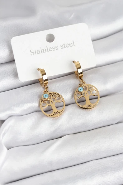 CEYLAN ADAM 316L Çelik Yaşam Ağacı Model Kadın Küpe ürün görseli 1