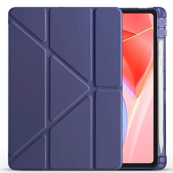 Zore Lenovo ile uyumlu Tab TB-311FU Kılıf Tri Folding Kalem Bölmeli Standlı Kılıf - 7
