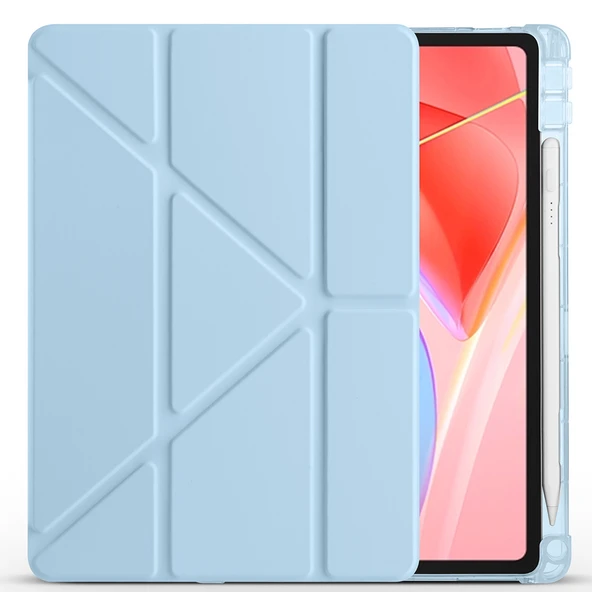 Zore Lenovo ile uyumlu Tab TB-311FU Kılıf Tri Folding Kalem Bölmeli Standlı Kılıf - 5