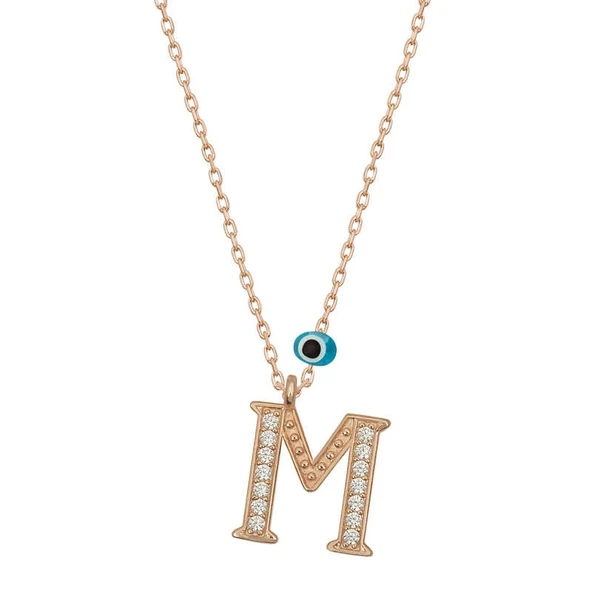 Supertrend Gümüş Nazar Rose M Harfi Kadın Kolye