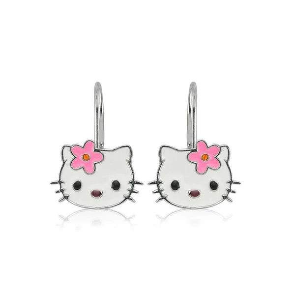 Supertrend Gümüş Kedi Sallantılı Çocuk Küpe