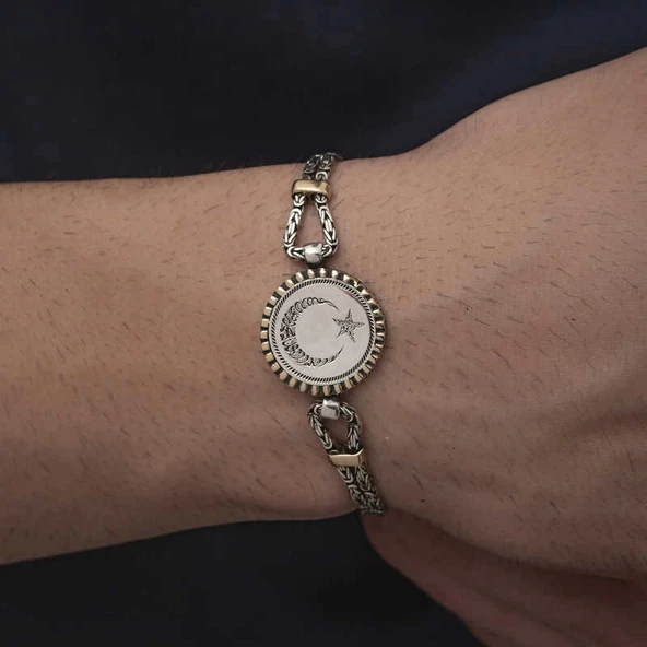 Supertrend Gümüş Ay Yıldız Erkek Bileklik - Resim 2