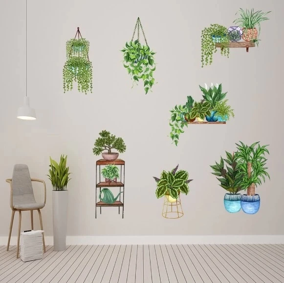 CEYLAN ADAM  Saksılı Çiçek Tasarımlı Yapışkanlı Sticker MC-480D - Resim 5