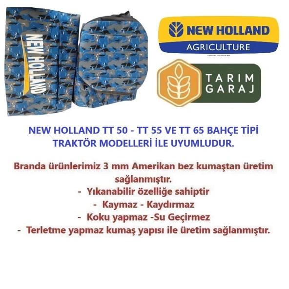 New Holland TT 50-TT 55 ve TT 65 Bahçe Tipi Traktör Branda ve Koltuk Kılıfı Seti - 5