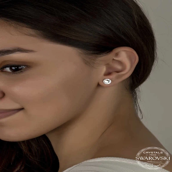 Supertrend Swa Crystal Taşlı Gümüş  Çivili Kadın Küpe - Resim 2