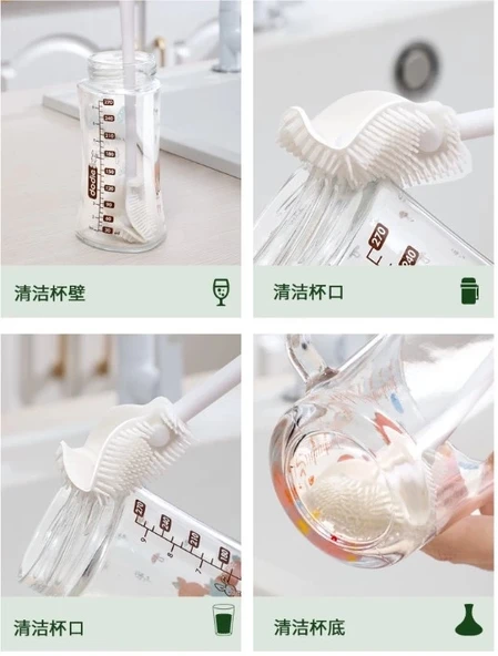 CEYLAN ADAM  Kavanoz ve Biberon Yıkama Fırçası Silikon Beyaz - Resim 5