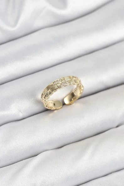 CEYLAN ADAM Pirinç Gold Renk Zirkon Taşlı Sırım Kadın Yüzük ürün görseli 1