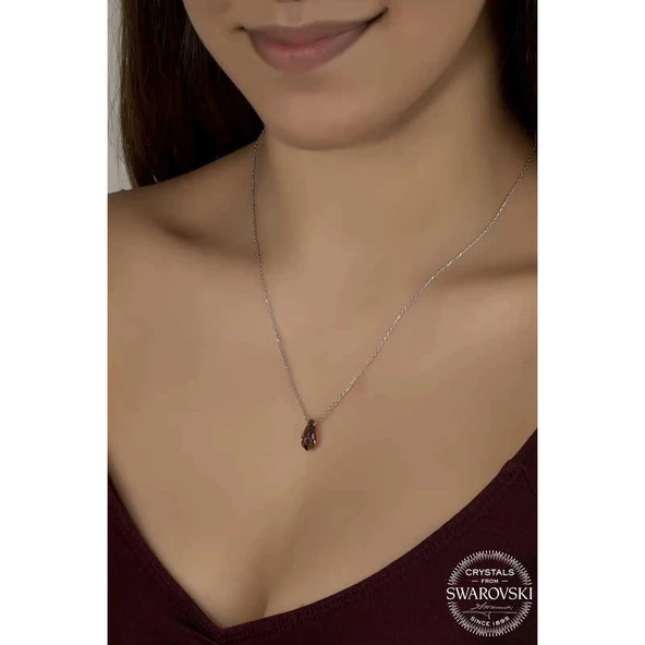 Supertrend Swa Crystal Taşlı Ametist Gümüş Kadın Kolye - Resim 2