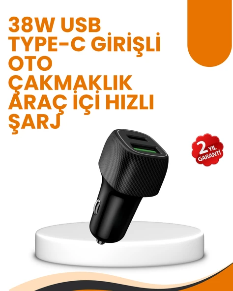 Araç Çakmak Girişli 38W Hızlı Şarj Aleti – İki Cihaz Destekli - 1