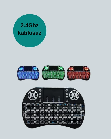 Işıklı Kablosuz Mini Klavye – 2.4 GHz, Dokunmatik Mouse Özellikli - 4