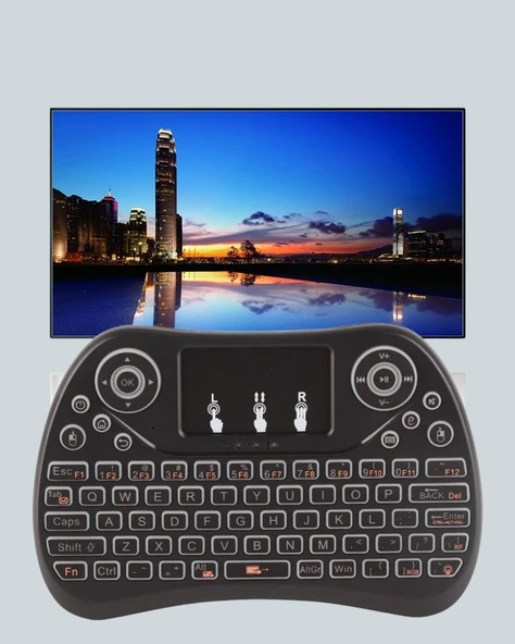 Işıklı Kablosuz Mini Klavye – 2.4 GHz, Dokunmatik Mouse Özellikli - 2