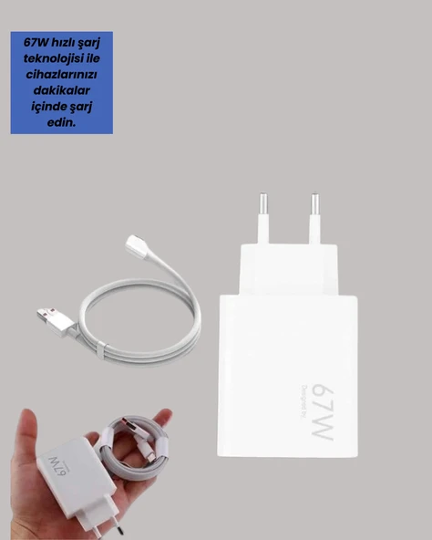 67W Turbo Hızlı Şarj Adaptörü ve Type-C Kablo Güvenli Şarj Teknolojisi - 2