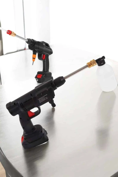 Şarjlı Oto Yıkama Tabancası Su Basınçlı Hazneli Bataryalı - 3