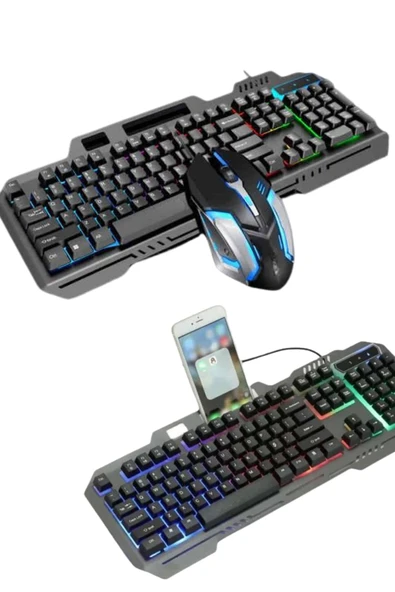 RGB Işıklı Gaming Oyuncu Klavye Q Klavye Mouse Hediyeli - 2